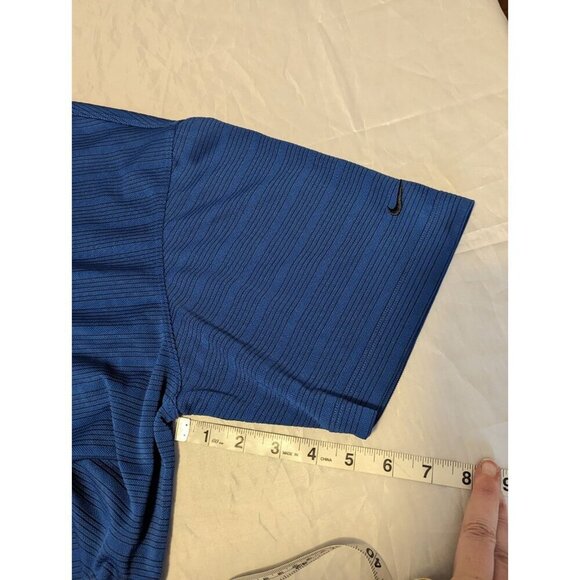 NIKE GOLF Polo Shirt Men XL Blue Striped Short Sleeve DRI-FIT Embroidered - Picture 11 of 12